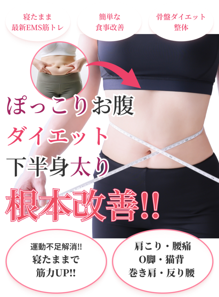 寝たまま最新EMS筋トレ簡単な食事改善骨盤ダイエット整体ぽっこりお腹 ダイエット下半身太り根本改善!!運動不足解消‼寝たままで筋力UP‼肩こり・腰痛 O脚・猫背巻き肩・反り腰